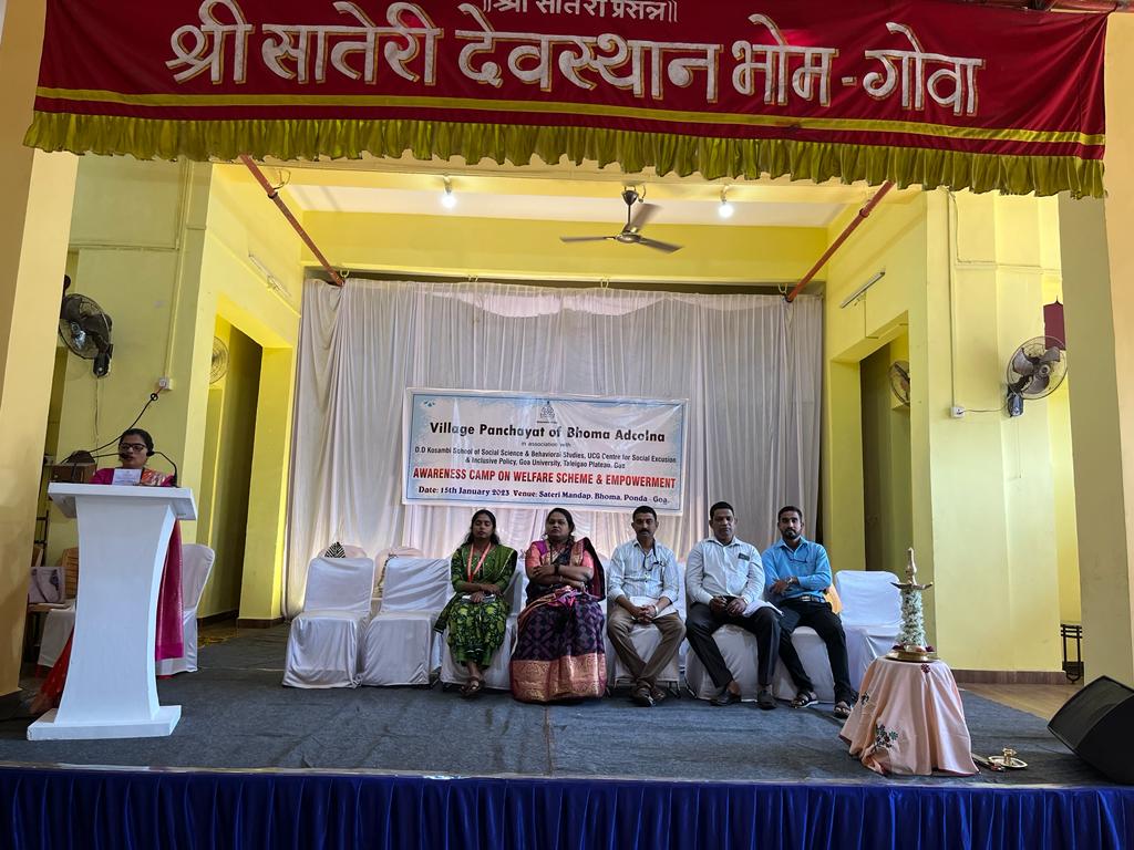 Awareness camp on welfare scheme and empowerment by VP Bhoma Adcolna in collaboration with DD Kossambe school of social science dated 15/01/2023